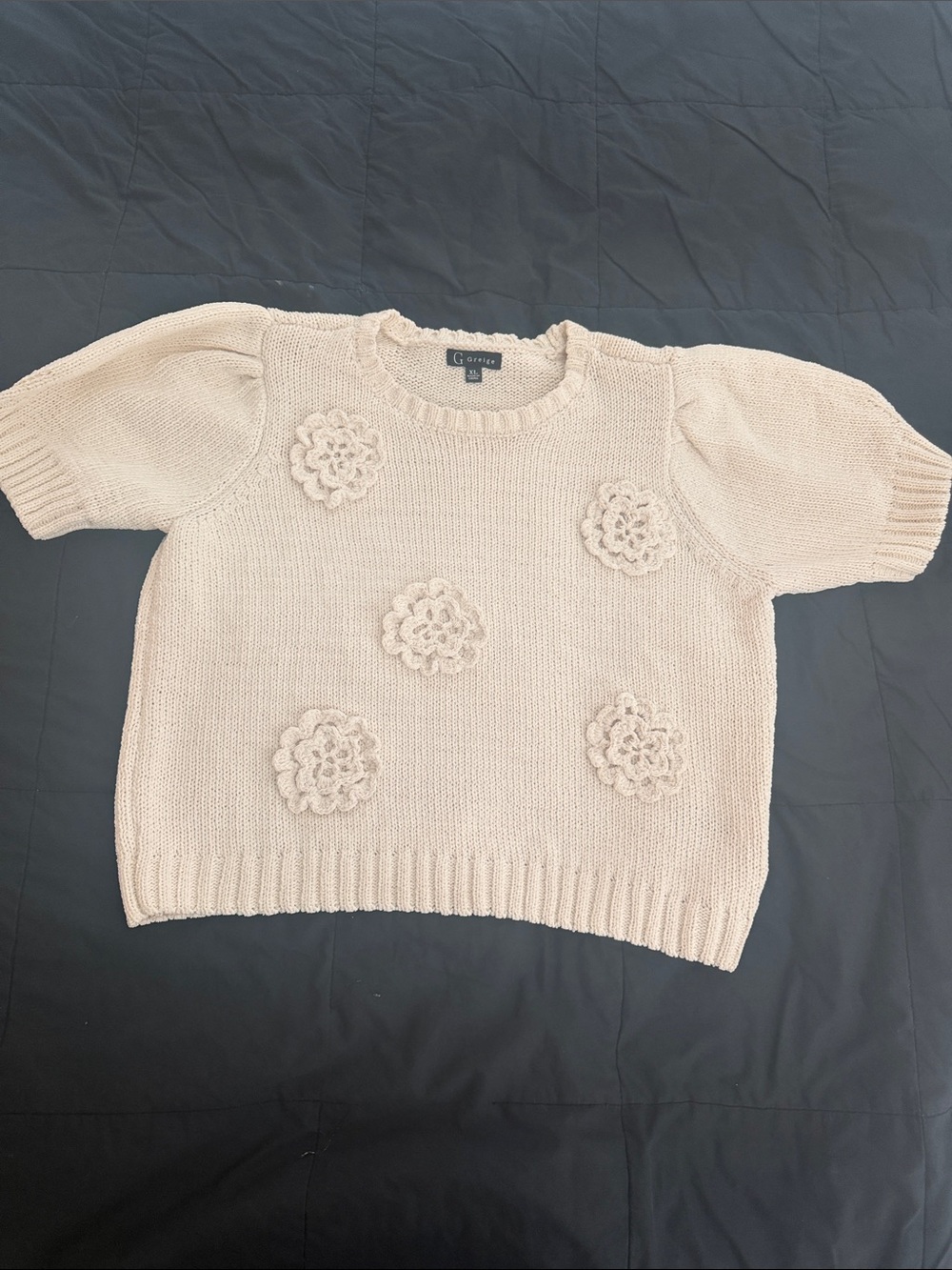 Cooperative Cream Crochet Floral Crewneck Sweater